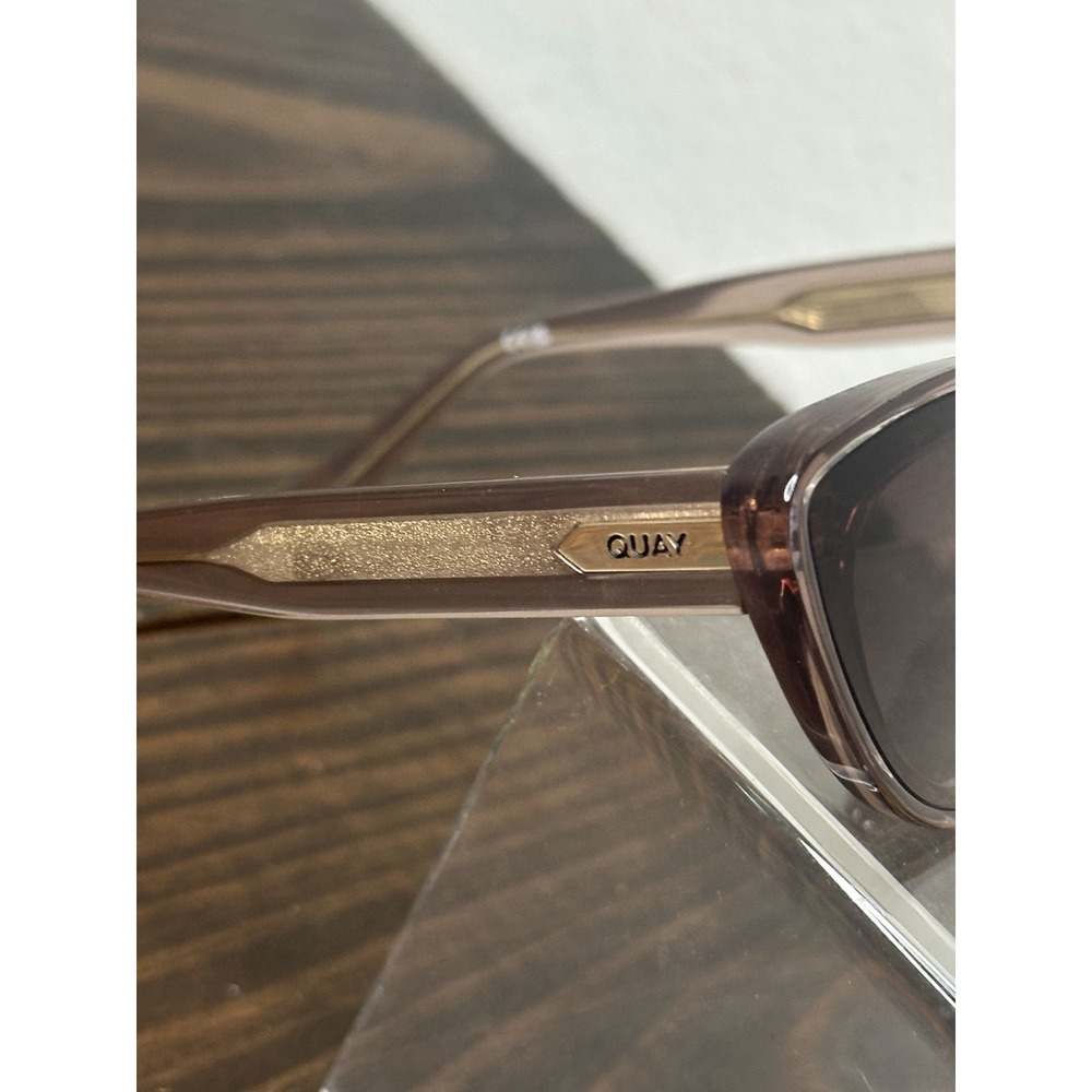 Quay Tempted Women's Brownish Gray Sunglasses Cat Eye Transparent 67-11 145 mm - Picture 4 of 9